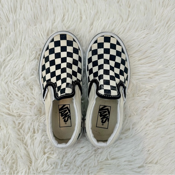 VANS Kids Checkered Slip-On Shoes size 11.5 - Black and White - Picture 5 of 7